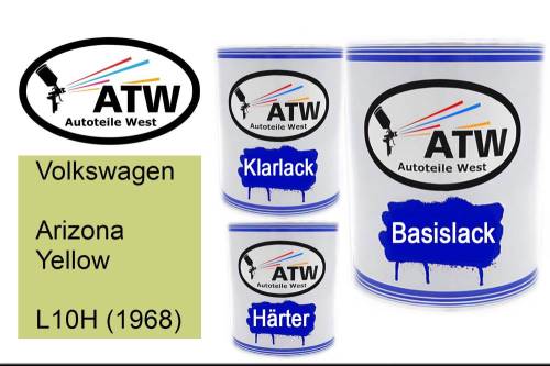 Volkswagen, Arizona Yellow, L10H (1968): 1L Lackdose + 1L Klarlack + 500ml Härter - Set, von ATW Autoteile West.